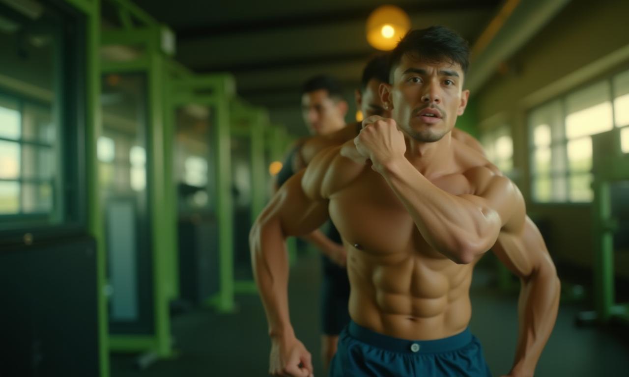 Atlit lokal bersemangat berolahraga di gym Pratama Fitness